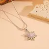 Cadena de Acero Inoxidable Acero de Titanio Cadena para Clavícula Europea y Americana Microincrustada Colgante de Cobre Versátil Estilo Girasol Collar Multicolor para Mujer