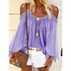 Fc658 En Stock Comercio Exterior Transfronterizo Ropa de Mujer, Fresco Estilo Bohemio Hueco en el Hombro Camiseta de Manga Larga y Top de Tirantes