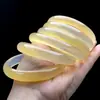 Pulsera de Calcedonia Miel Natural al por Mayor para Mujer, Pulsera Plana de Ágata Transparente como el Hielo, Versátil Pulsera de Jade Blanco de Regalo