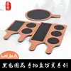 Anillo negro de melamina flor olla caliente plato para barbacoa pizarra rectangular plato plano plástico imitación porcelana plato con mango para sushi sashimi