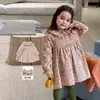 Roupas Infantis Açúcar de Pera Vestidos para Meninas Outono Manga Longa Gola de Renda Infantil Vestido Floral Vestido Princesa Vestidos de Bebê Classe A