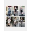 Botas Altas para Mujer 2025 Nuevas Botas Retro Arrugadas Holgadas con Hebilla de Cinturón, Botas de Pantalón de Tacón Grueso hasta la Mitad de la Pantorrilla, Botas de Montar de Tubo Alto