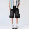 Shorts Jeans Masculino Corte Reto 2026 Verão Tendência Novo Estilo Solto Casual Roupa de Trabalho Estilo Americano Calça de Cinco Pontos