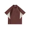 Yidao Vintage 2026 Verano Nuevo Estilo Nuevo Estilo Chino Media Cremallera Manga Corta Hombre Holgado Cuello Alto Estilo Deportes al Aire Libre Camiseta