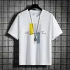2026 Nova Camiseta Masculina de Seda Gelada de Manga Curta Verão Meia-Manga Tendência Casual Solta Tops de Verão