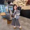 Chaleco Grueso Acolchado de Cuadros para Niña Ropa Exterior Invierno Nuevo Estilo Niños Bebé Niña Cálido Falso Dos Piezas Conjunto de Pantalones de Algodón