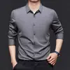 Camisa Blanca de Manga Larga para Hombre de Gama Alta Tallas Grandes Estilo Coreano Camisa Casual de Moda Camisa de Alta Elasticidad para Hombre Sin Planchar