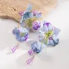 Novos brincos de franja com pingente de flor artificial super fada de ráfia da Heming Jewelry para mulheres, brincos de alta qualidade estilo resort