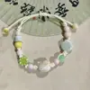 Pulseira de Corda Trançada Cerâmica com Tema de Gato para Mulheres, Joia Estilo Étnico, Pulseira de Resina de Alto Valor Nicho de Luxo Leve Atacado