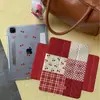 Funda Magnética Desmontable para Tableta Estilo Lazo de Cereza Japonés y Coreano para Apple iPad Pro con Ranura para Lápiz, Patrón Cuadros Air, Mini