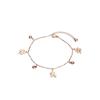 Tobillera Sencilla de Moda con Flor y Campanilla de Acero de Titanio para Mujer, Verano, Combinable con Todo, Oro Rosa de 18k, Celebridad de Internet, Tobillera de Lujo Ligero, Joyería