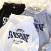 Sudadera con capucha de peso pesado, talla grande, estampado de letras nuevo, corte holgado, forro polar, manga larga, estilo American streetwear, para hombre y mujer