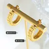 Moda Pendientes Europeos y Americanos de Acero de Titanio Chapados en Oro para Mujer Pendientes Rosca Forma de C Joyería para Oreja Geométrica Simple Forjada Vintage F035