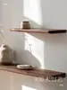 Shumu Chuangyi Estante de Partición de Una Palabra de Madera Maciza Estante de Pared Almacenamiento Estantería Muebles de Nogal Negro