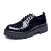 Zapatos de Cuero de Negocios para Hombre Zapatos Casuales con Cordones de Superficie Brillante Remachados Suela Gruesa Mocasines Talla Grande Zapatos Pequeños de Cuero que Aumentan la Altura