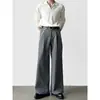Pantalones de Hombre a Cuadros Patchwork Estilo Old Money con Diseño de Moda, Pierna Ancha Suelta, Lujo de Gama Alta, Pantalones Largos Versátiles