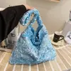 Bolso de mano con lentejuelas dulces de nicho transfronterizo para mujer, estilo coreano, color dopamina, para ir al trabajo, gran capacidad, de un solo hombro, para llevar debajo del brazo