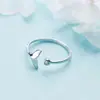 Anel Aberto em Prata de Lei S925, Estilo Coreano, Design Moderno e Requintado, Anel Simples de Rabo de Peixe Cravejado com Diamantes, Anel Personalizado para Mulheres