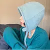 Celebridade da Internet Blogger Imitação Veludo de Visão Strap Chapéu de Ponto para Mulheres Outono e Inverno Quente Proteção para Ouvidos à Prova de Vento Puxar Gorro de Lã Versátil
