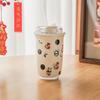Termo de acero inoxidable 316 con diseño de panda de dibujos animados, portátil, con ventosa, de alto valor de color, para niños, con doble aislamiento, para café