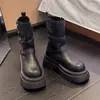 Botas Martin de suela gruesa para mujer, botas de montar estilo nuevo, otoño e invierno, estilo británico, adelgazantes, marrones, retro, que aumentan la altura, botines Maillard