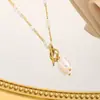 Colar de Aço Titânio com Fecho de Pérola Estilo Coreano, Design de Luxo Leve Estilo Nicho Ins, Colar Versátil para Clavícula para Mulheres