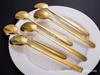 Juego de Cuchara y Palillos Estilo Coreano de Acero Inoxidable 304 Chapado en Oro para el Hogar Palillos Planos Dorados de Acero Inoxidable 304 Cuchara para Restaurante