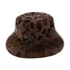 Otoño Invierno 2026 Nuevo Sombrero de Piel para Mujer Estilo Europeo Americano Piel Sintética de Zorro Piel de Visón Patchwork Felpa Estampado de Leopardo Sombrero de Pescador Transfronterizo