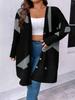 Ropa de Mujer Transfronteriza Europea y Americana Otoño e Invierno Nuevo Estilo Holgado Casual Talla Grande Cárdigan de Punto Botones Parches Estampado Chaqueta para Mujer