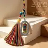 Joia de liga metálica estilo étnico chinês, pingente decorativo de vajra oval giratório, lembrança de viagem atacado