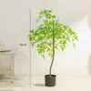 Bambú Nandina Artificial Planta Fresca en Maceta para Sala de Estar, Sala de Té, Uso Comercial, Pieza Decorativa Grande de Pie, Planta Verde Falsa para Paisajismo, Alta Simulación