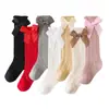 Bebés y niños pequeños de 0 a 3 años, calcetines de malla fina de algodón puro para verano, calcetines largos hasta la pantorrilla con lazo, venta al por mayor