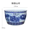 Exquisito Jarrón Cerámico de Porcelana Azul y Blanca Grande para Patio Exterior, Adecuado para Criar Peces Dorados y Tortugas, Cuenco para Nenúfares de Interior, Maceta de Loto, Personalizable