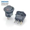 Interruptor de barco KCD2 redondo superior círculo inferior olho de gato com interruptor de luz 23mm segunda marcha três pernas luz LED 12v20A