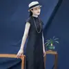 Nuevo vestido de verano elegante retro bordado con cuello alto, diseño holgado adelgazante, vestido cheongsam mejorado de Jacquard