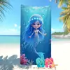 Toalla de Playa Temu Transfronteriza Más Vendida Lindo Dibujo Animado Estampado de Animales Marinos La Sirenita Toalla de Baño Infantil