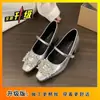 Zapatos de Noche con un Suave Lazo de Estilo Francés, Zapatos de Ballet, Zapatos de Tacón Alto con Hebilla Cuadrada de Pedrería 2026, Combinados con un Vestido, Zapatos de Hada
