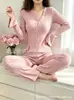 2026 Novo Estilo Casa Peludo Outono/Inverno Manga Longa Calça Longa Casual Conjunto de Duas Peças Feminino para Casa 7090