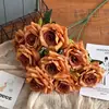 Flor Artificial nueve cabezas diamante rosa mango rayo fondo haz decoración del hogar camino plomo rizado conjunto pared de flores boda Exterior