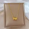 [Aço titânio de corpo inteiro] Anel romano temperamento personalidade minimalista forno colar de ouro real feminino ins corrente de clavícula