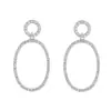 Pendientes de Cobre con Circonita Ovalados de Personalidad Geométrica Simple Elegante Estilo Coreano Pendientes de Moda para Mujer