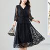 Fábrica de Origem Vestido Bordado em Seda de Alta Resistência Feminino de Alto Padrão Redutor de Idade Mãe Saia Midi 82496918