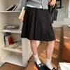 Saia Midi Plissada Maternidade Saia de Terno Cinza para Mulheres Primavera/Verão 2026 Estilo Coreano Estilo Acadêmico Meia Saia Plissada