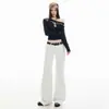 Jeans de campana juveniles color Naranja # Liso, simples y elegantes, de tiro bajo, elásticos, adelgazantes, modernos y versátiles para mujer