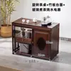 Mesa de Té Giratoria Móvil Balcón Hogar Máquina de Bar de Té Integrada Preparación de Té Mesa de Café Multifuncional Juego Completo Mesa de Té Gabinete de Agua para Té