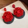 Pendientes Redondos de Flor Colorida Tejidos a Mano Pendientes Frescos de Dopamina Estilo Vacacional Pendientes de Nicho de Gama Alta