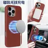 Adecuado para funda de teléfono de cuero Aceite Cera para iPhone 16 Pro Max, Funda de cuero de cobertura total, Funda de cuero magnética Apple 17, Funda protectora 15