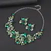 Conjunto de Colar e Brincos Florais Europeus e Americanos Retrô Cravejados com Diamantes, Acessórios Exagerados para Vestido de Noiva, Joias Mais Vendidas Transfronteiriças