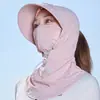 Chapéu de Sol de Verão para Uso Externo para Mulheres, Chapéu de Sol com Proteção UV para Ciclismo, Seda Gelada Fina Respirável com Aba Larga Protetor Facial