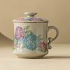 Taza de Cerámica Ru Kiln con Tapa, Taza de Té Personal Integrada con Separación de Té y Agua en Forma de Media Luna